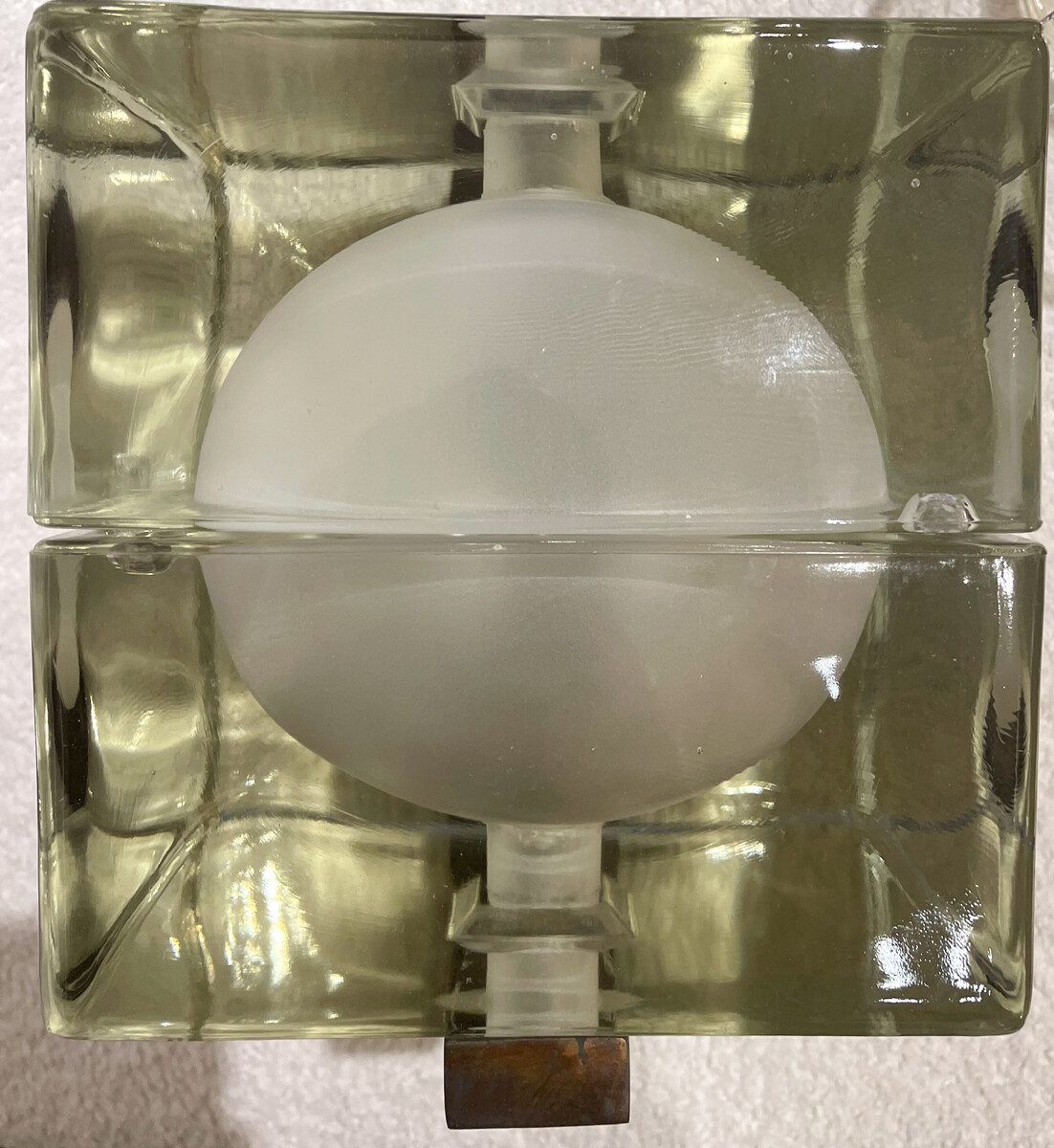 Mid-Century Modern Pair of Frosted Glass Cubosfera Wall Lights