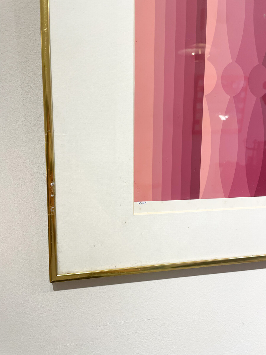 Abstract Pink Screen Print by Miodrag