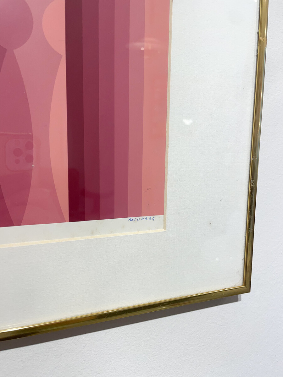 Abstract Pink Screen Print by Miodrag