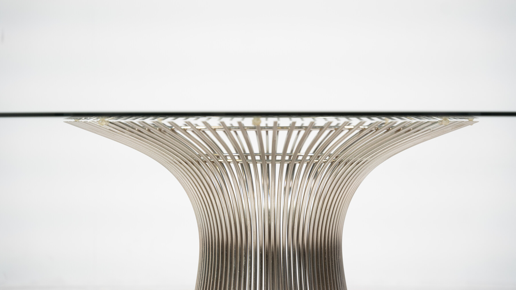 American Modern dining table in glass and metal by Warren Platner for Knoll, 1966