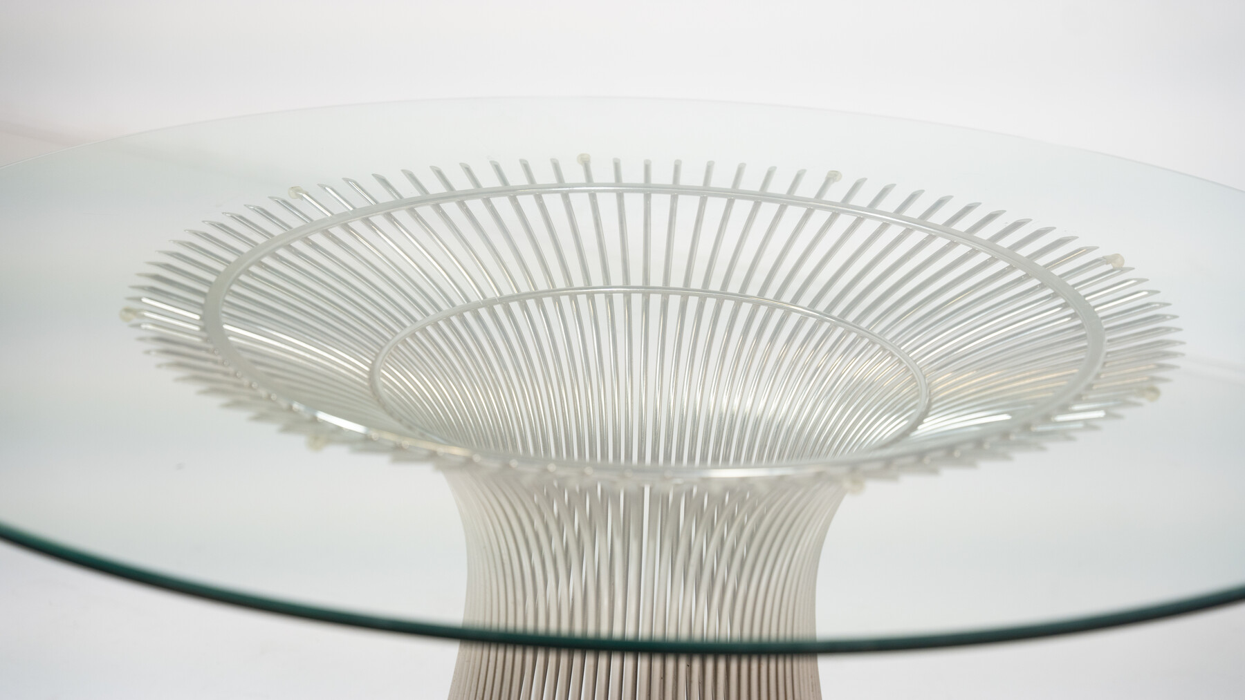 American Modern dining table in glass and metal by Warren Platner for Knoll, 1966