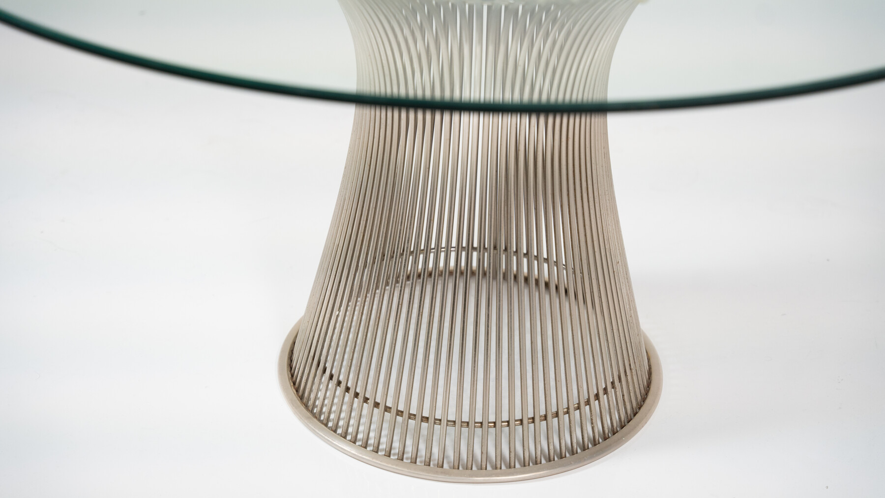 American Modern dining table in glass and metal by Warren Platner for Knoll, 1966