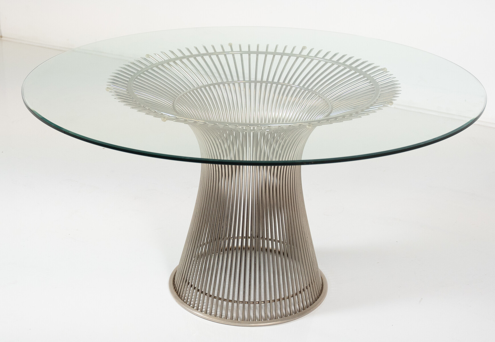 American Modern dining table in glass and metal by Warren Platner for Knoll, 1966