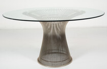 American Modern dining table in glass and metal by Warren Platner for Knoll, 1966