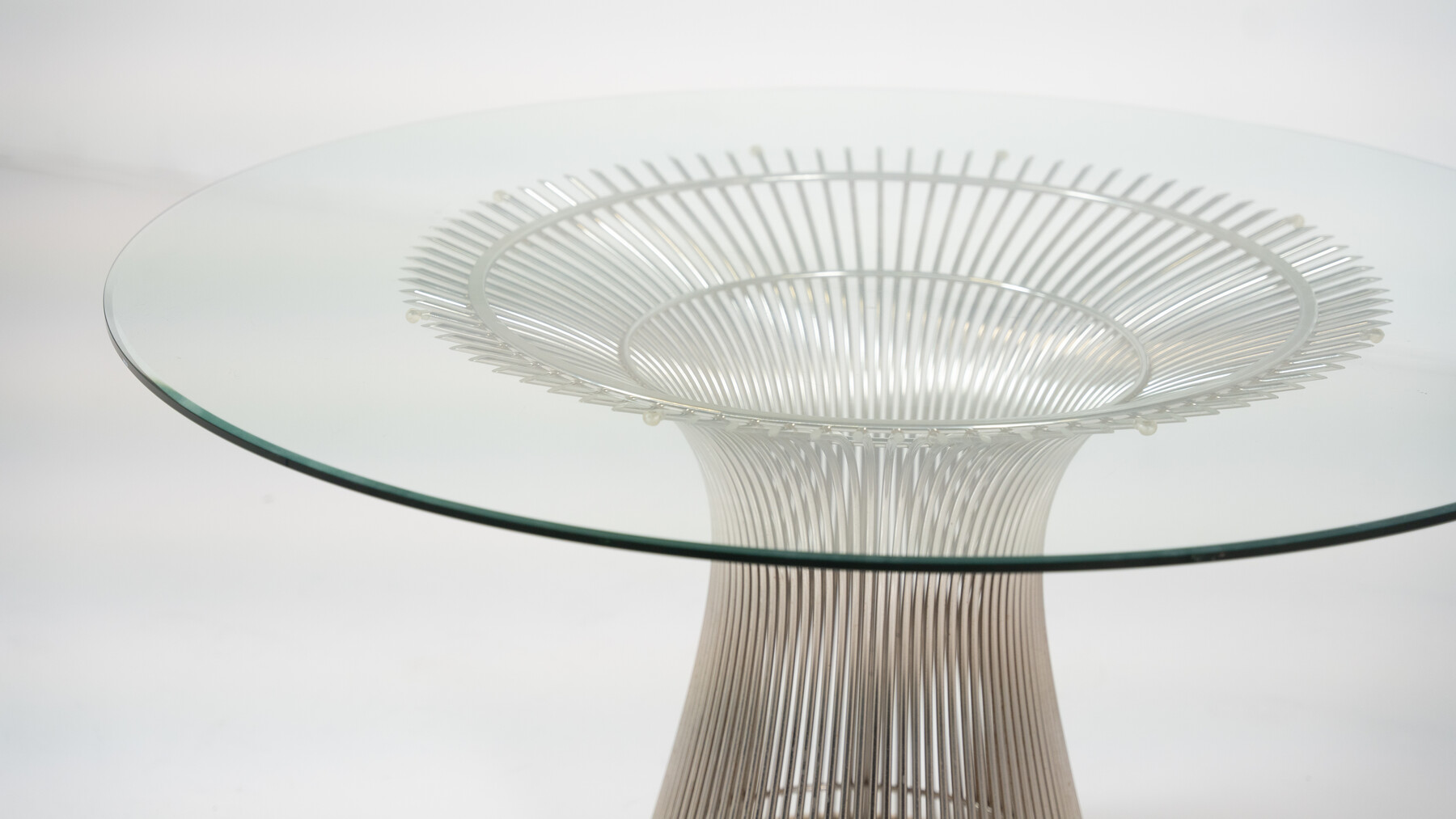 American Modern dining table in glass and metal by Warren Platner for Knoll, 1966