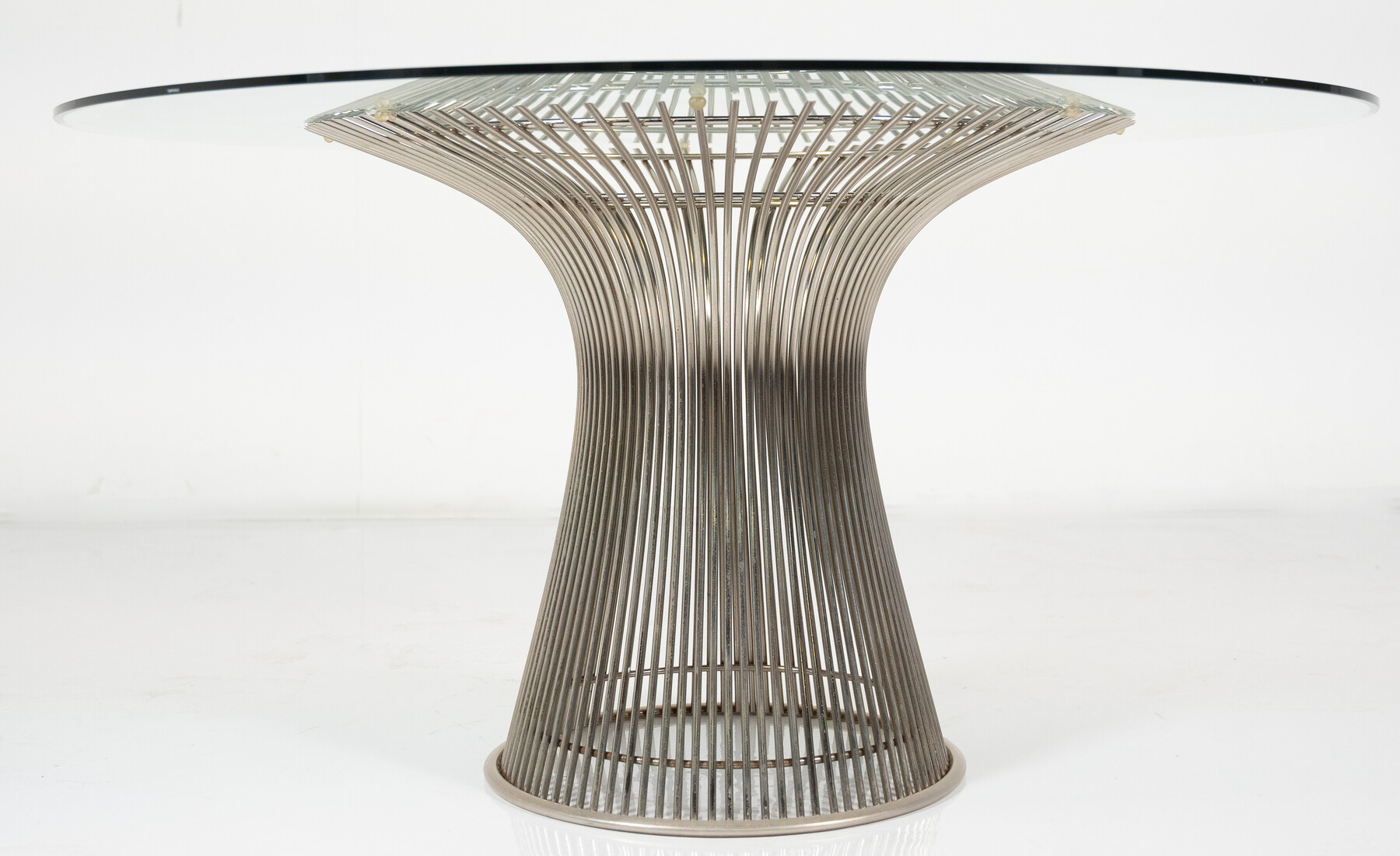 American Modern dining table in glass and metal by Warren Platner for Knoll, 1966