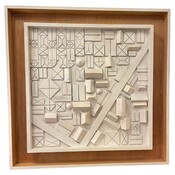 Carved Wood Abstract Geometric Composition by André Pailler