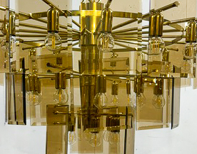  Chandelier With Large Smoked Glass Plates, 1970s