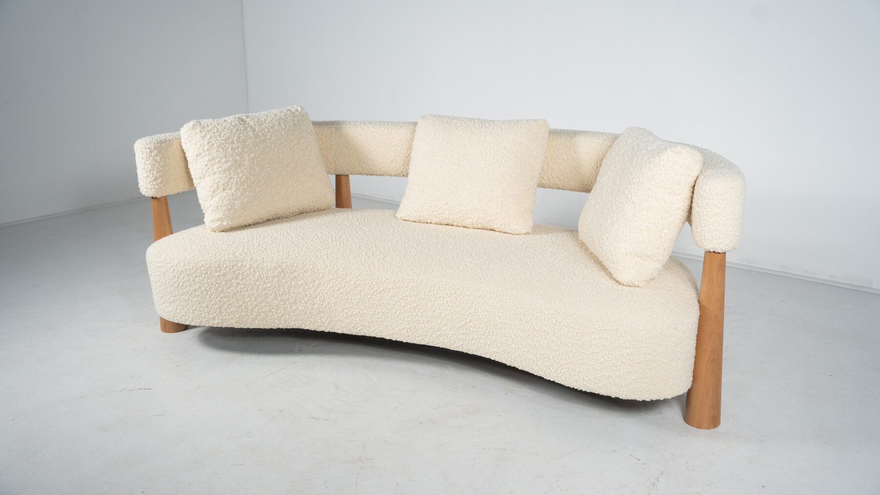 Contemporary Bean Shaped Sofa, White Upholstery, Italy