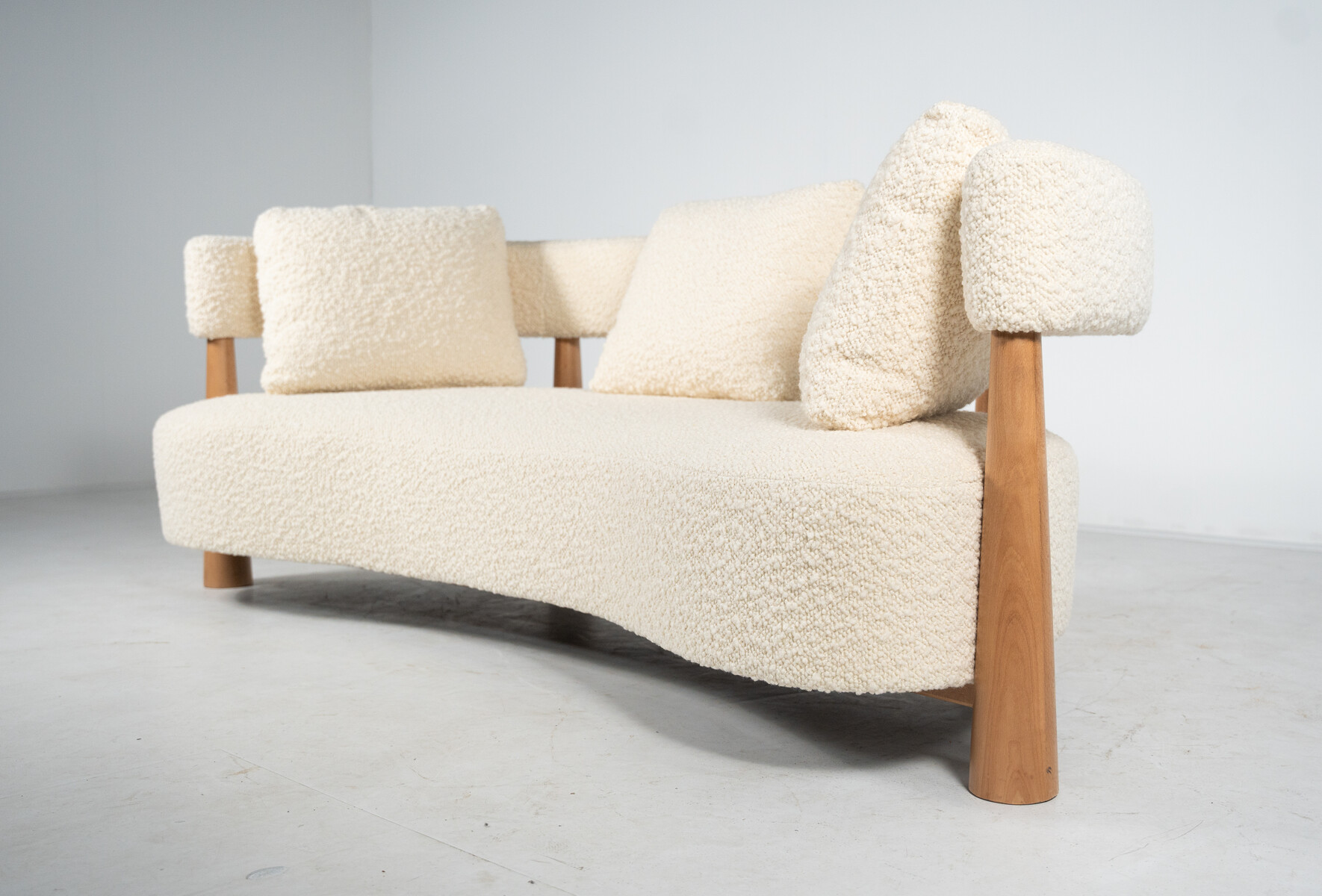 Contemporary Bean Shaped Sofa, White Upholstery, Italy