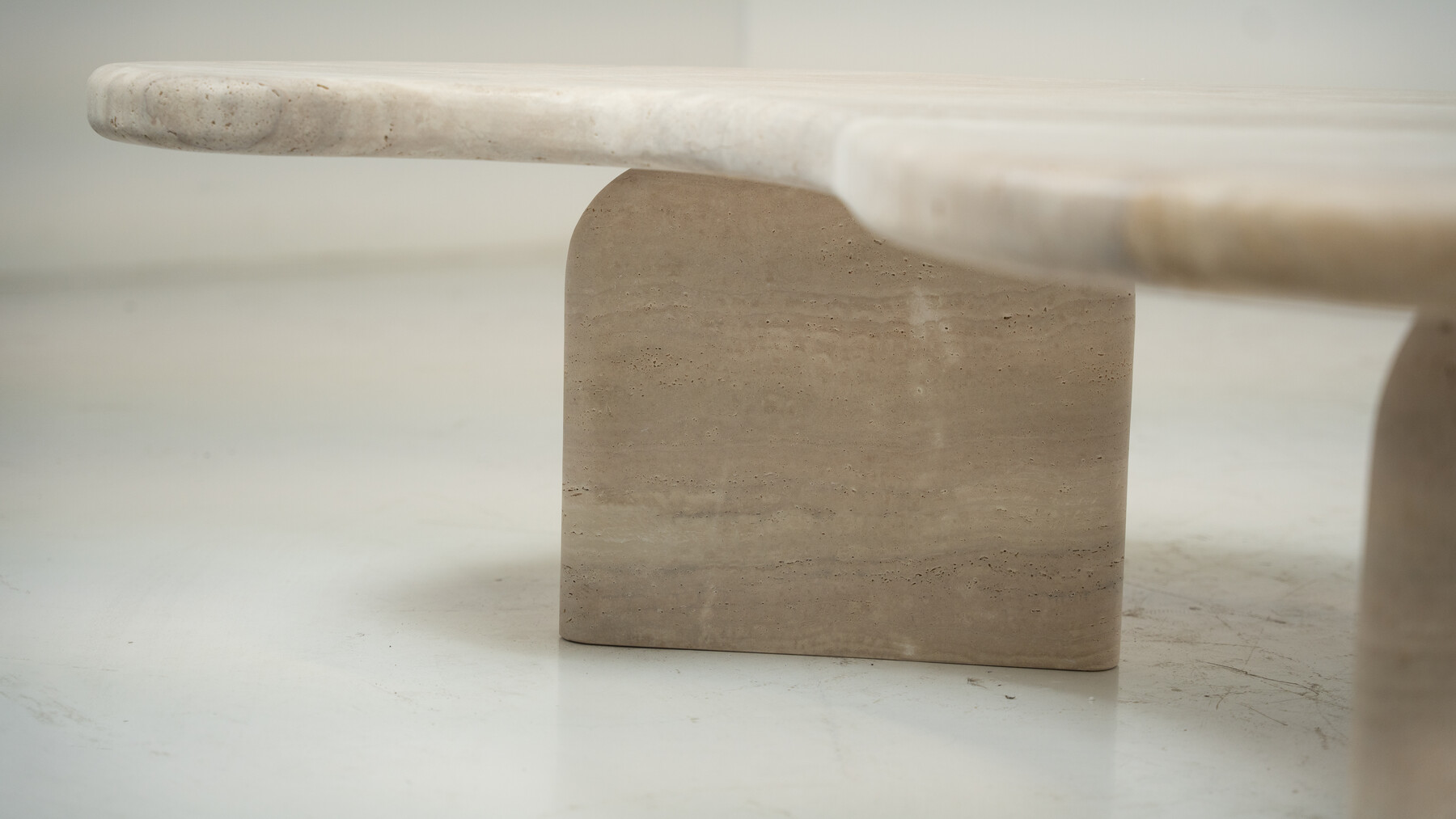 Contemporary Bean Shaped Travertine Coffee Table