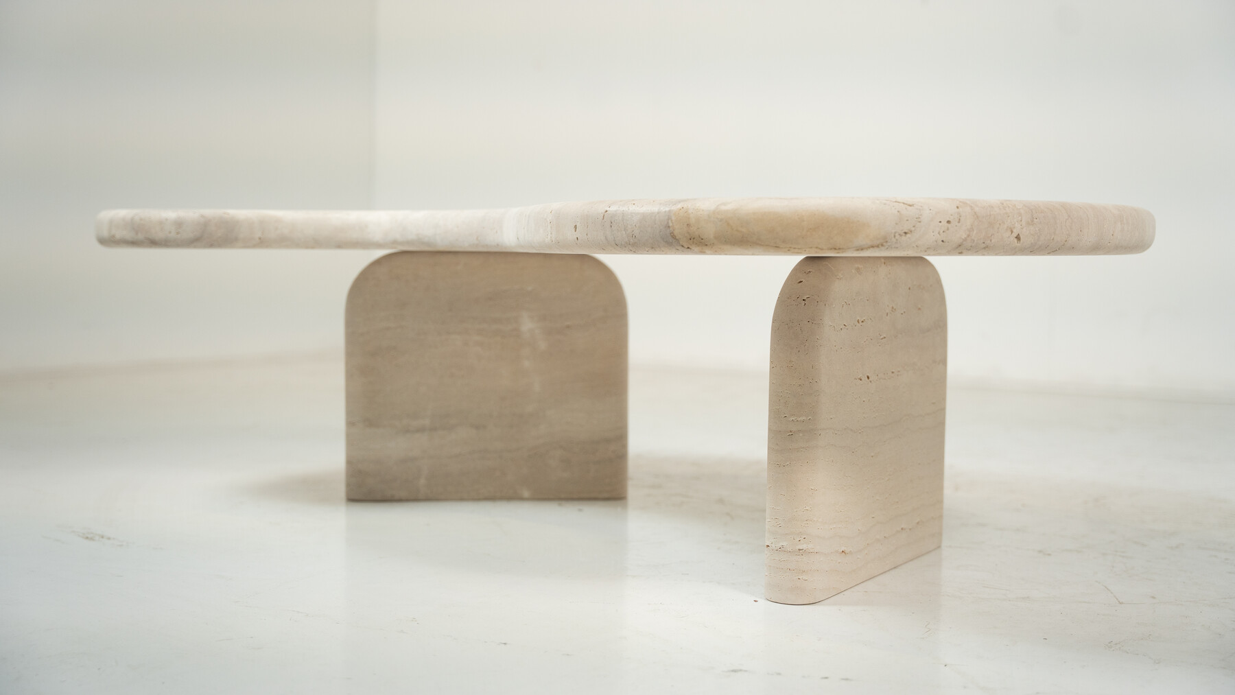 Contemporary Bean Shaped Travertine Coffee Table