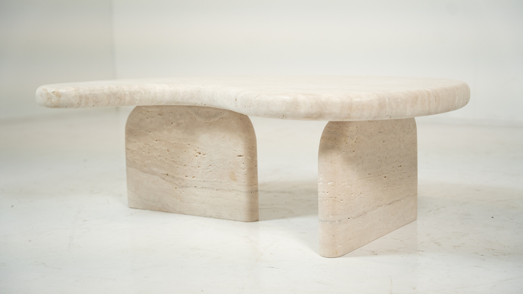 Contemporary Bean Shaped Travertine Coffee Table