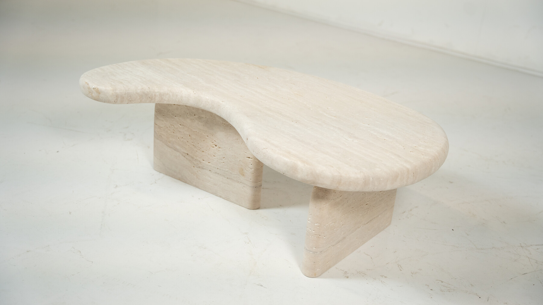 Contemporary Bean Shaped Travertine Coffee Table