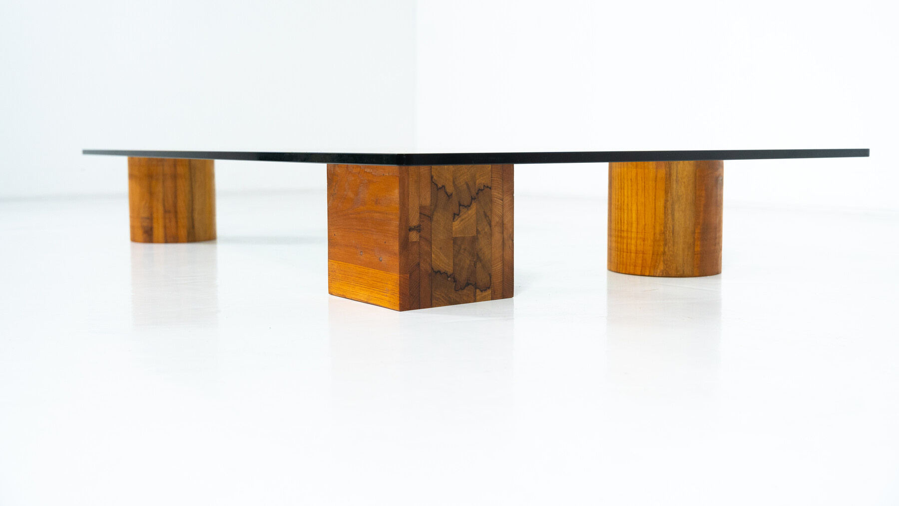 Contemporary Coffee Table, Wood and Glass, Italy 