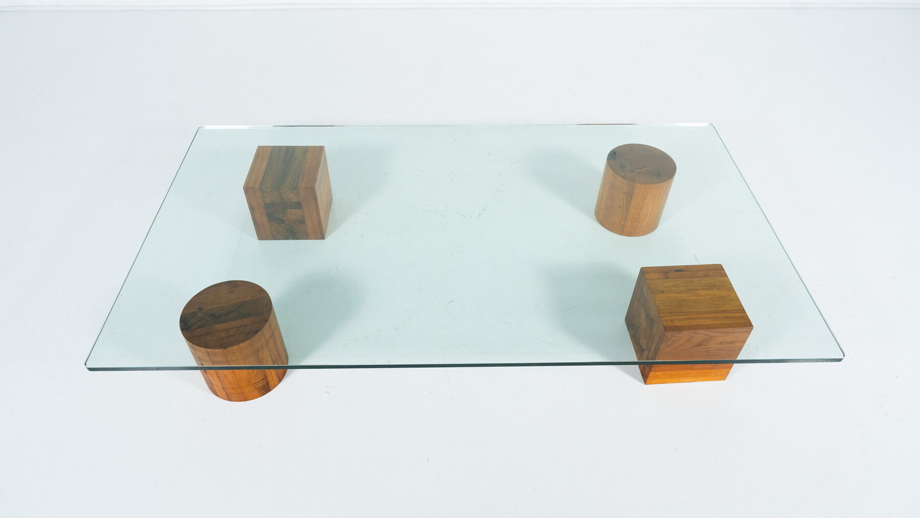 Contemporary Coffee Table, Wood and Glass, Italy 