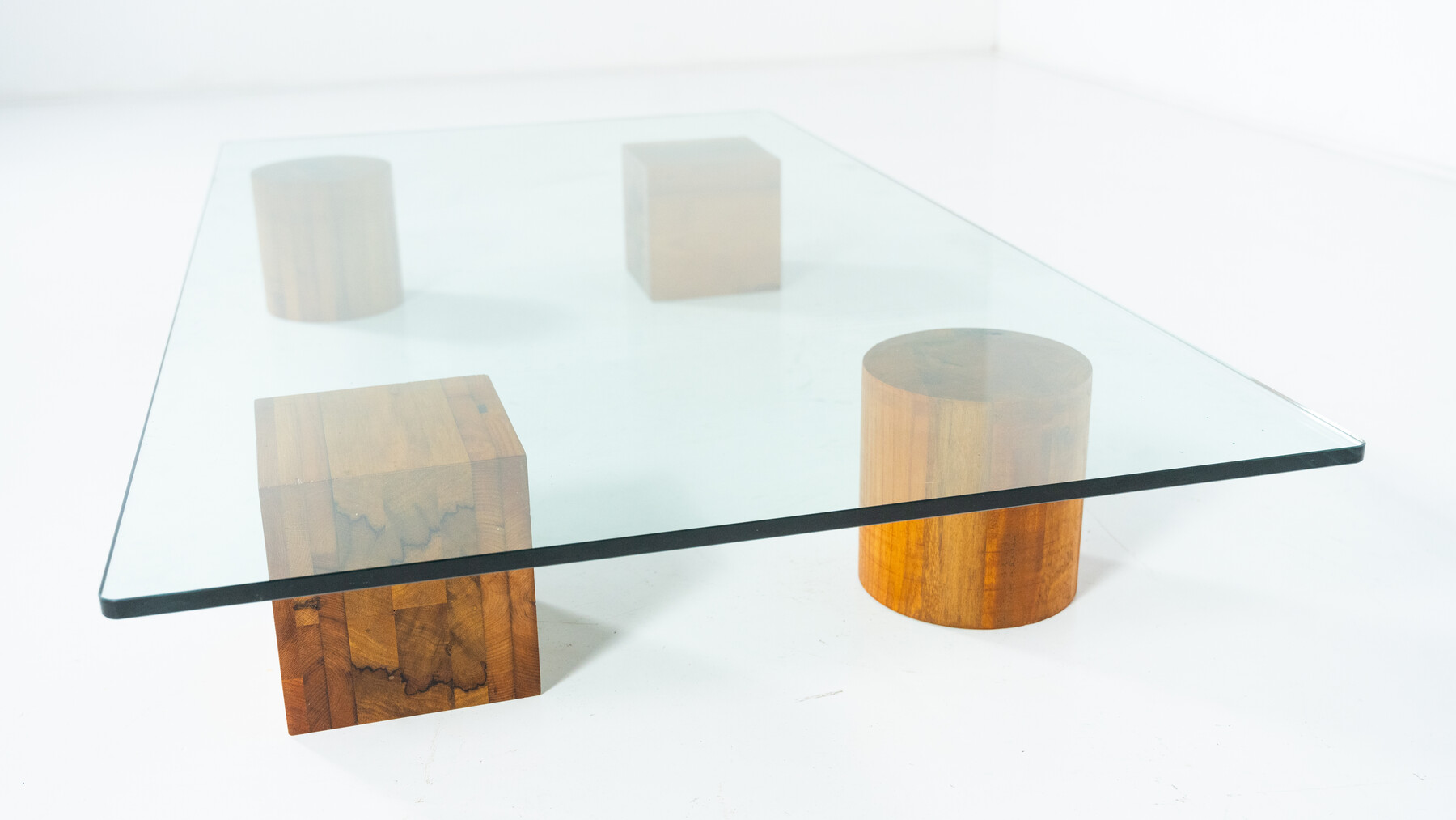 Contemporary Coffee Table, Wood and Glass, Italy 