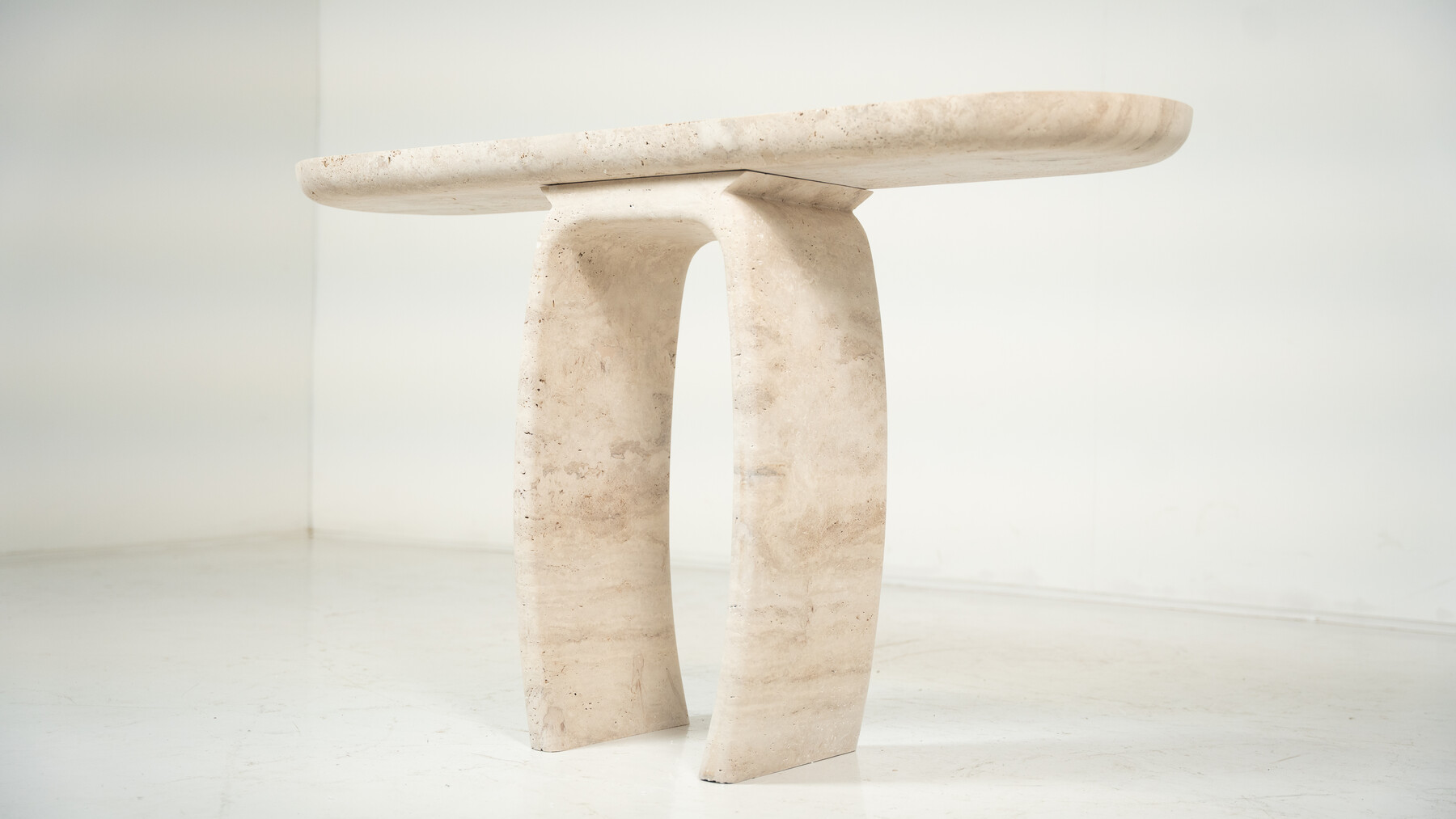 Contemporary Italian Travertine Console