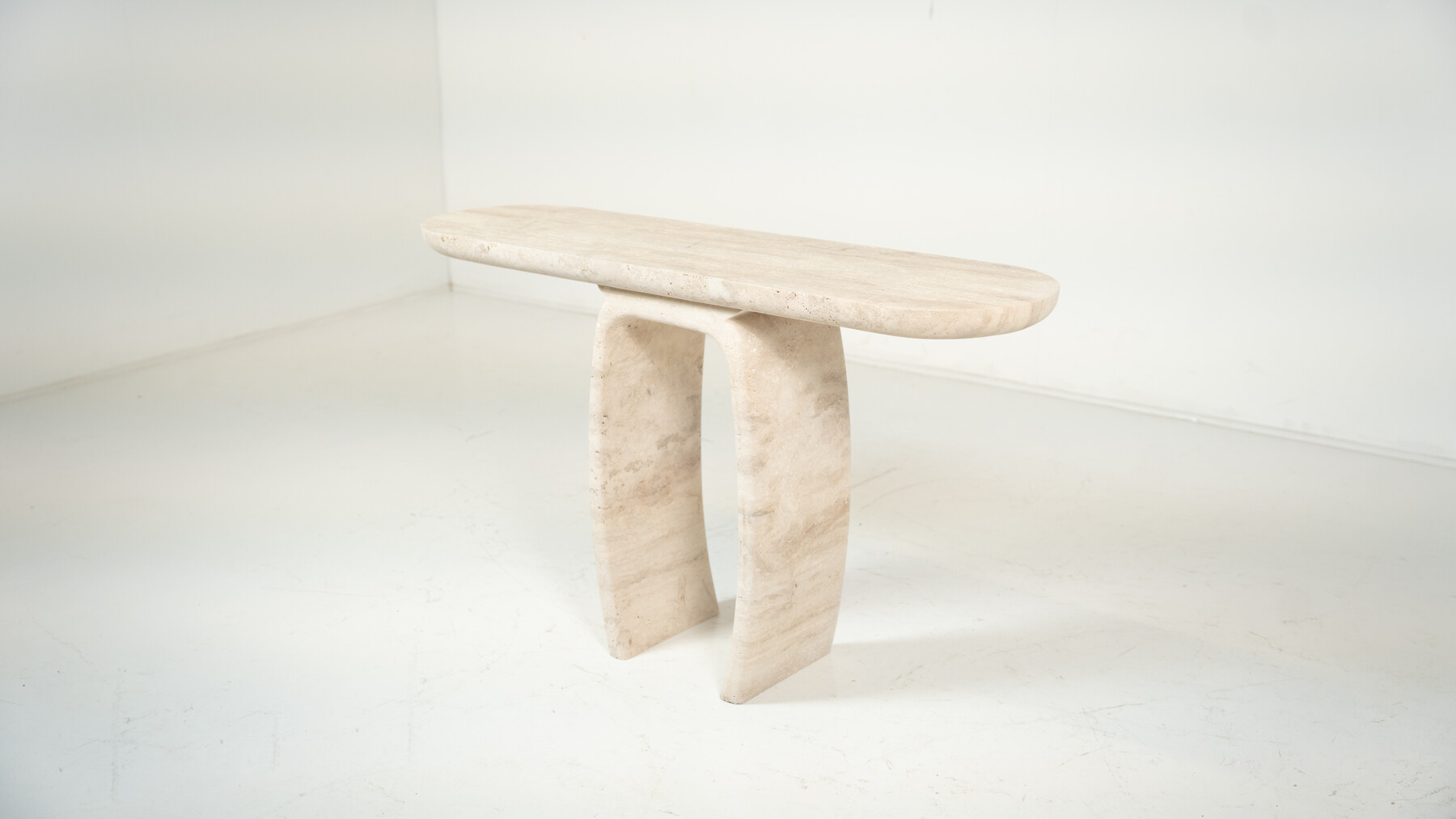 Contemporary Italian Travertine Console