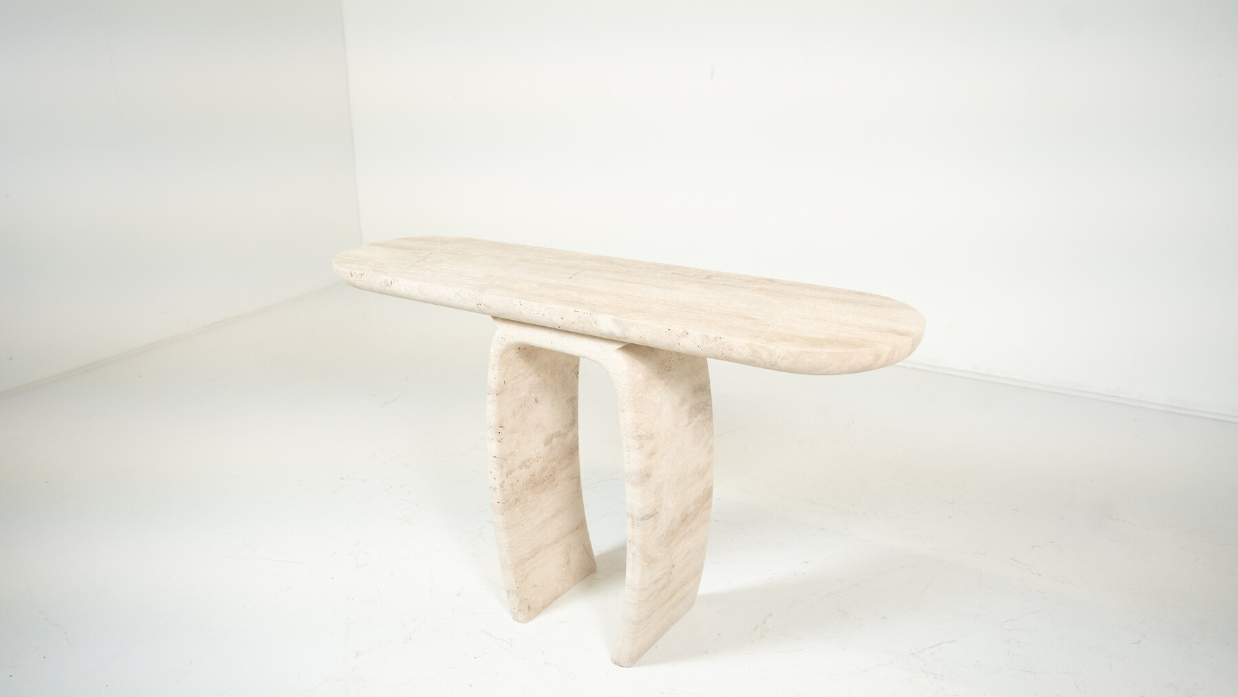 Contemporary Italian Travertine Console