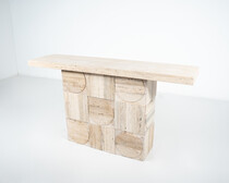 Contemporary Travertine Console, Italy