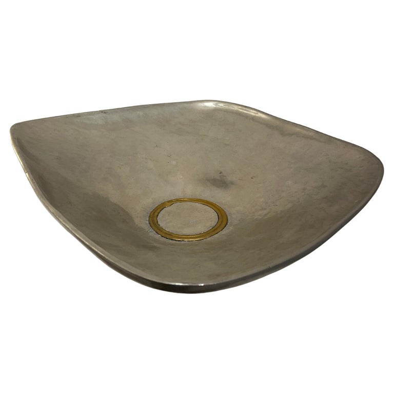 Designer bowl in aluminium and brass, David Marshall, Spain, 1970