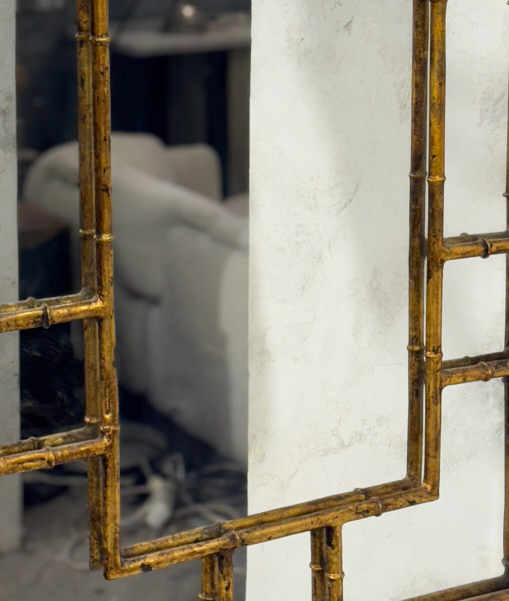 Faux bamboo Mirror, Gilded Metal 