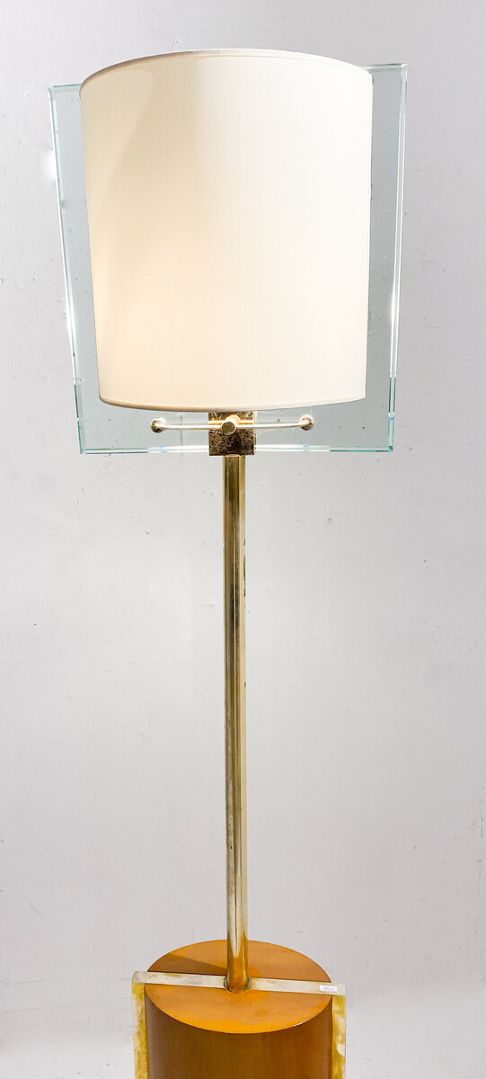 Fontana Arte Floor Lamp by Nathalie Grenon, Glass and Wood, Italy, 1990, 2 available