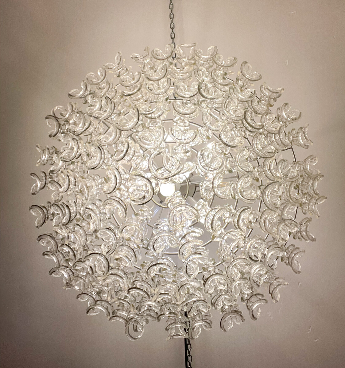 Glass Chandelier by Angelo Mangiarotti for Vistosi, Italy 1970s.