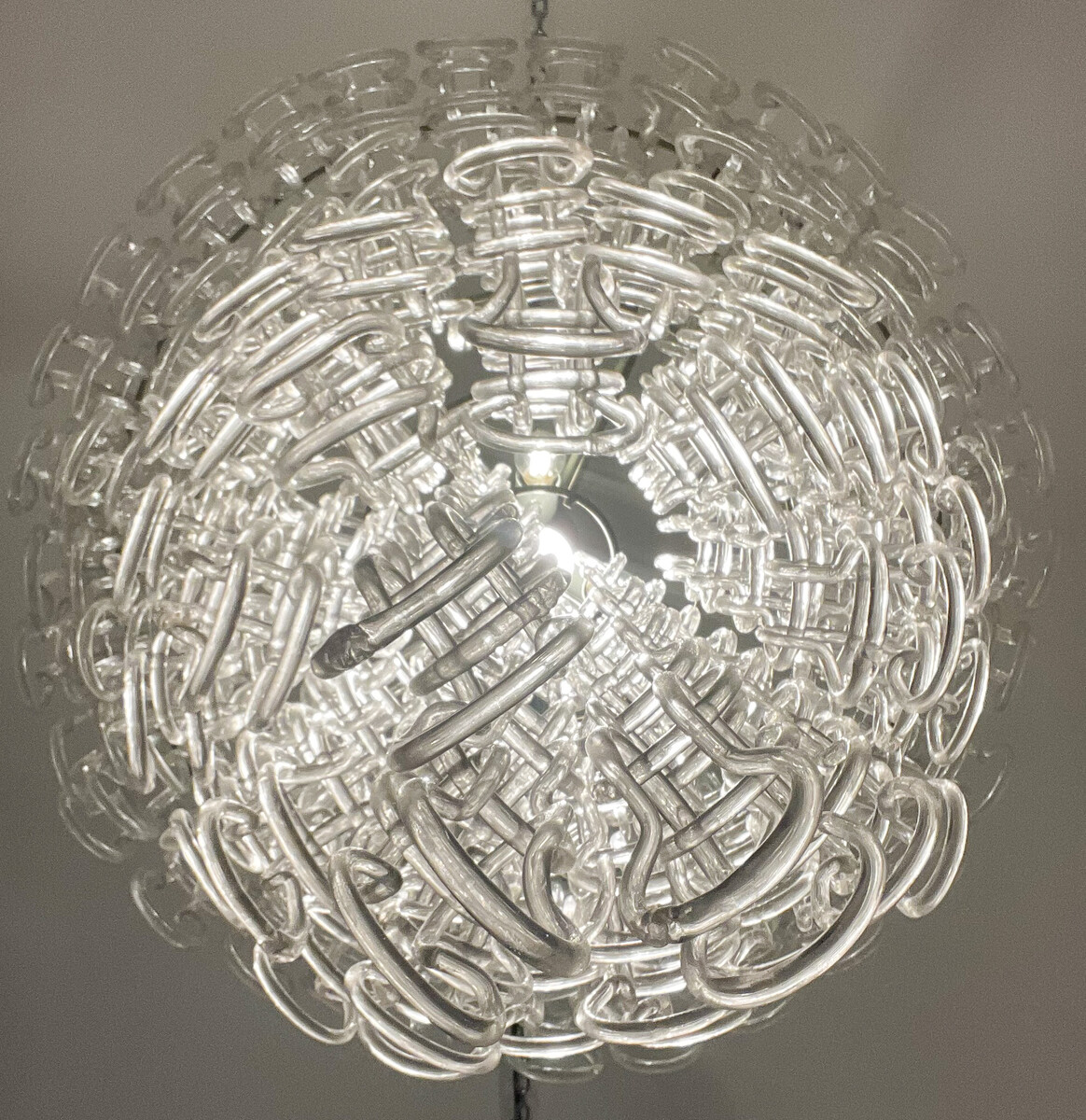 Glass Chandelier by Angelo Mangiarotti for Vistosi, Italy 1970s