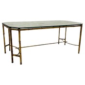 Gold Metal Faux Bamboo Coffee Table with Spacer,in the style of Maison Baguès, Mid Century Modern, France