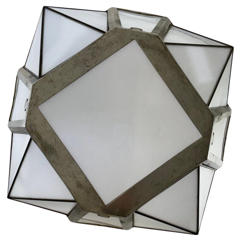 Lantern in Nickel-plated Steel and Opaline glass, 1930