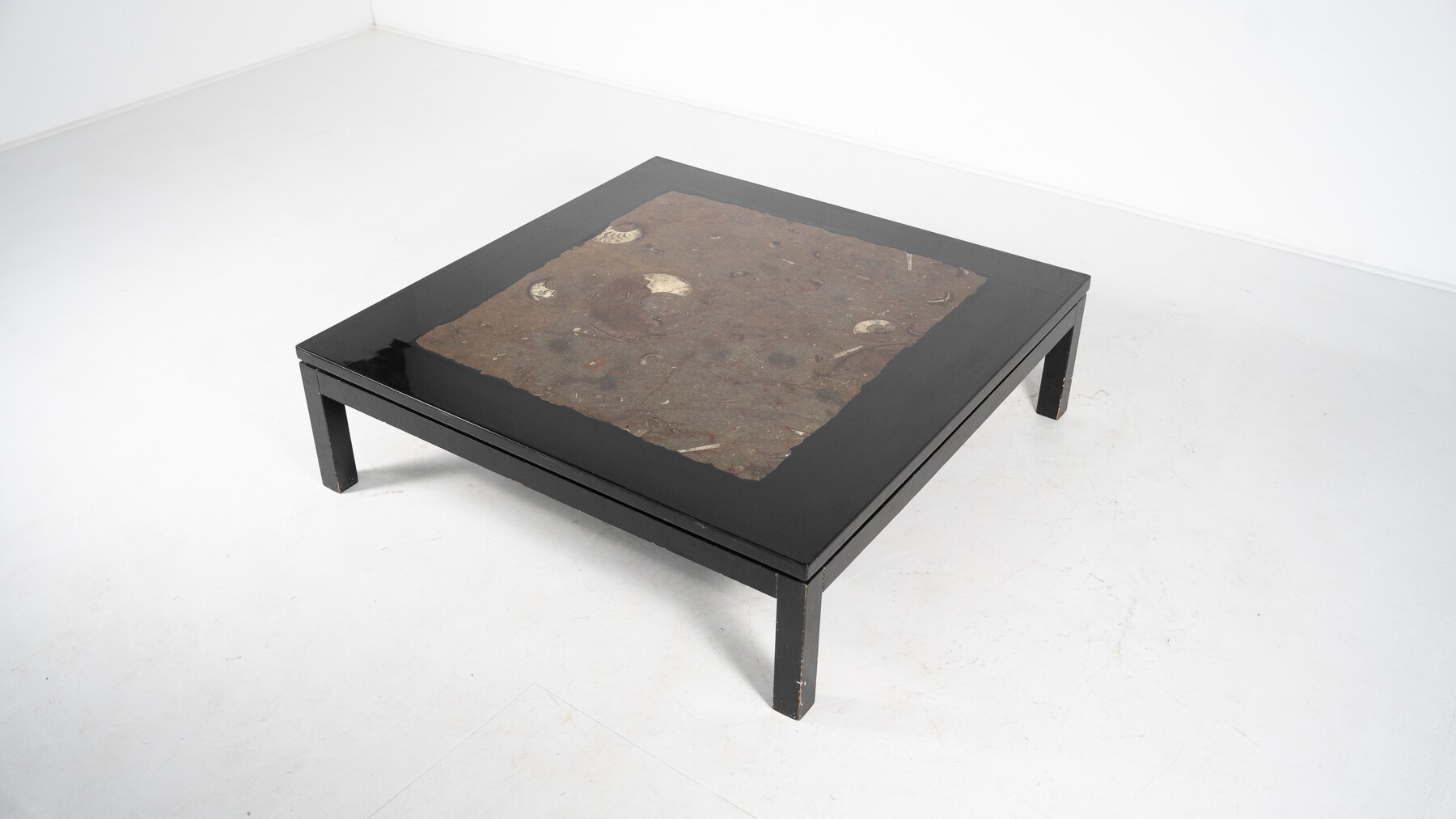 Large Coffee Table by Etienne Allemeersch, Resin with a Fossil Stone Inlay, 1960s