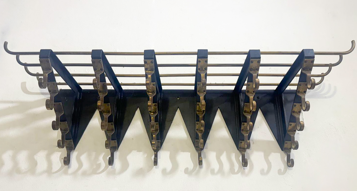 Large Mid-Century Modern Coat rack, Brass, 1970s - 2 available