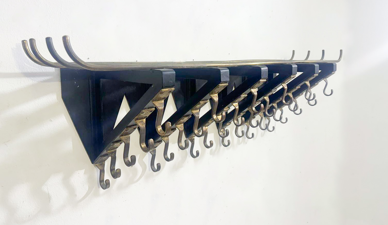 Large Mid-Century Modern Coat rack, Brass, 1970s - 2 available