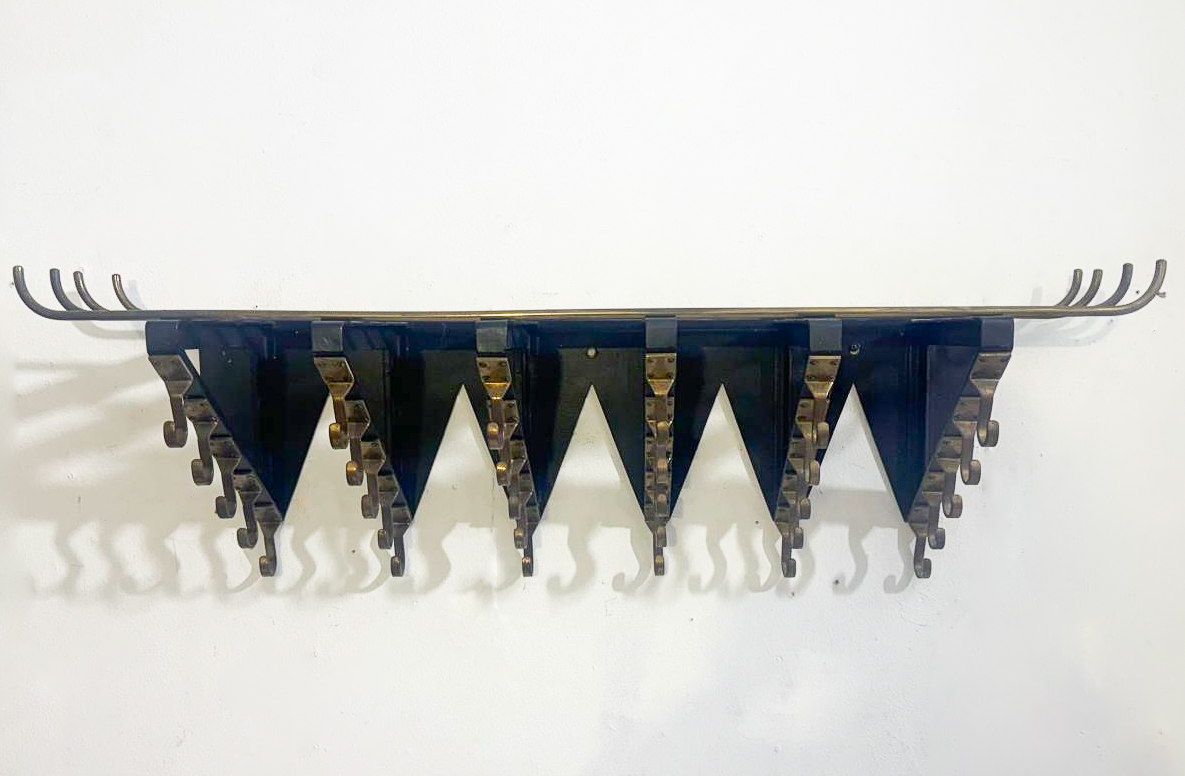 Large Mid-Century Modern Coat rack, Brass, 1970s - 2 available