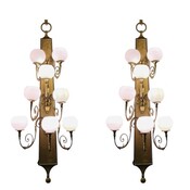 Large Pair Of Bronze Wall Lights, Circa 1920, 