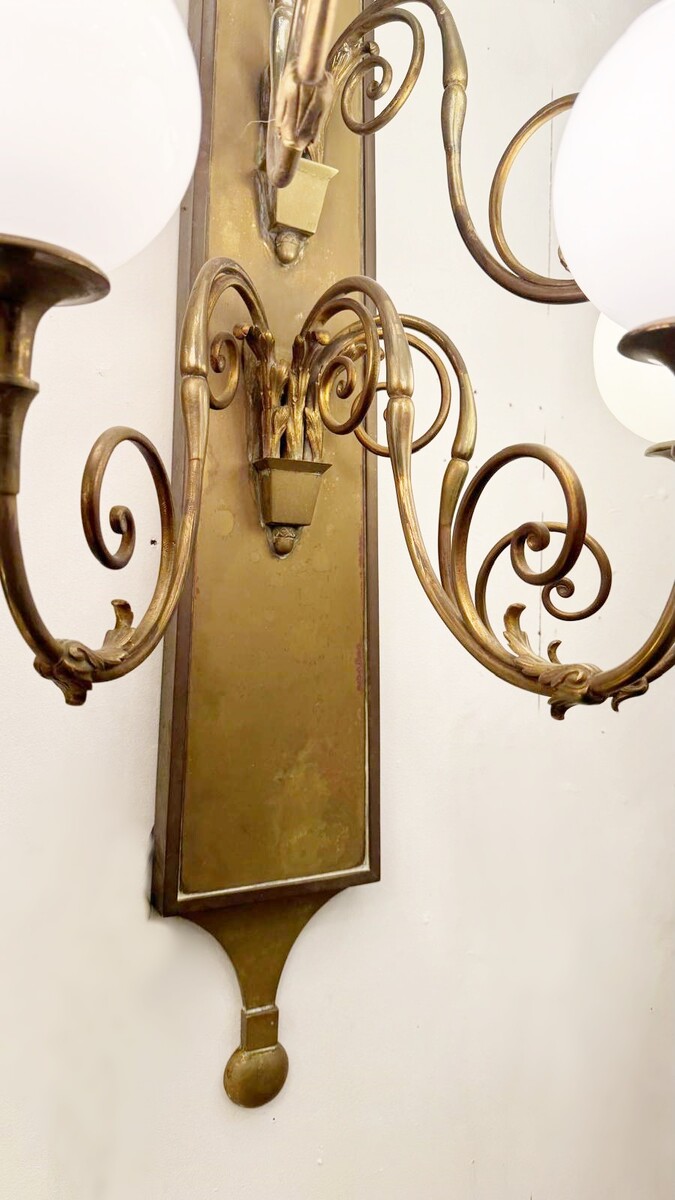 Large Pair Of Bronze Wall Lights, Circa 1920, 