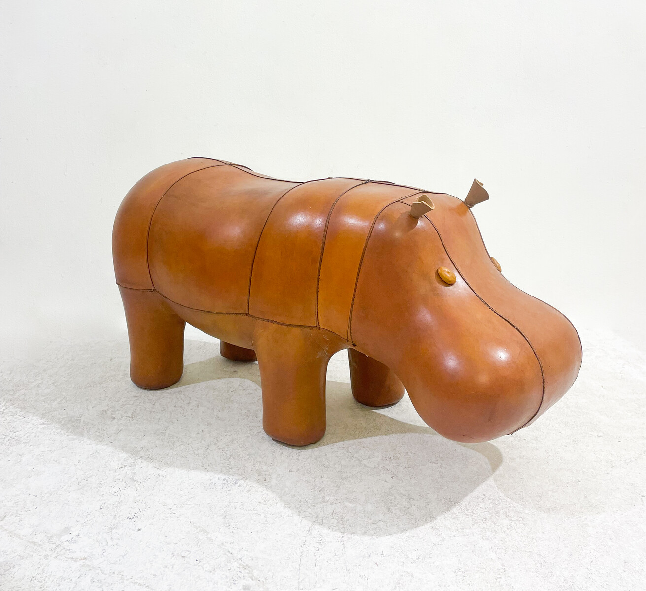 Leather Hippo Footstool by Dimitri Omersa, 1960s