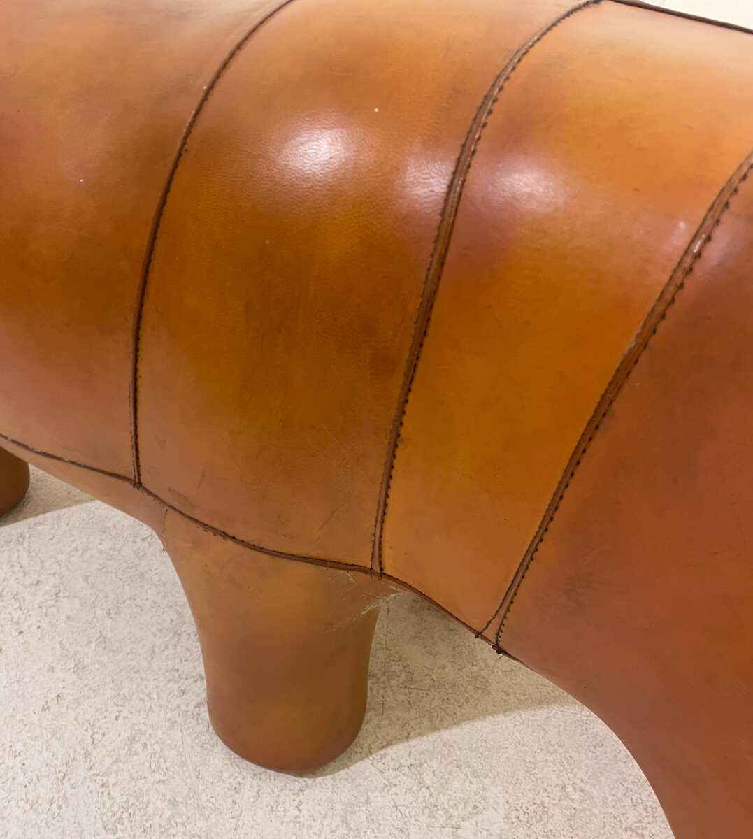 Leather Hippo Footstool by Dimitri Omersa, 1960s