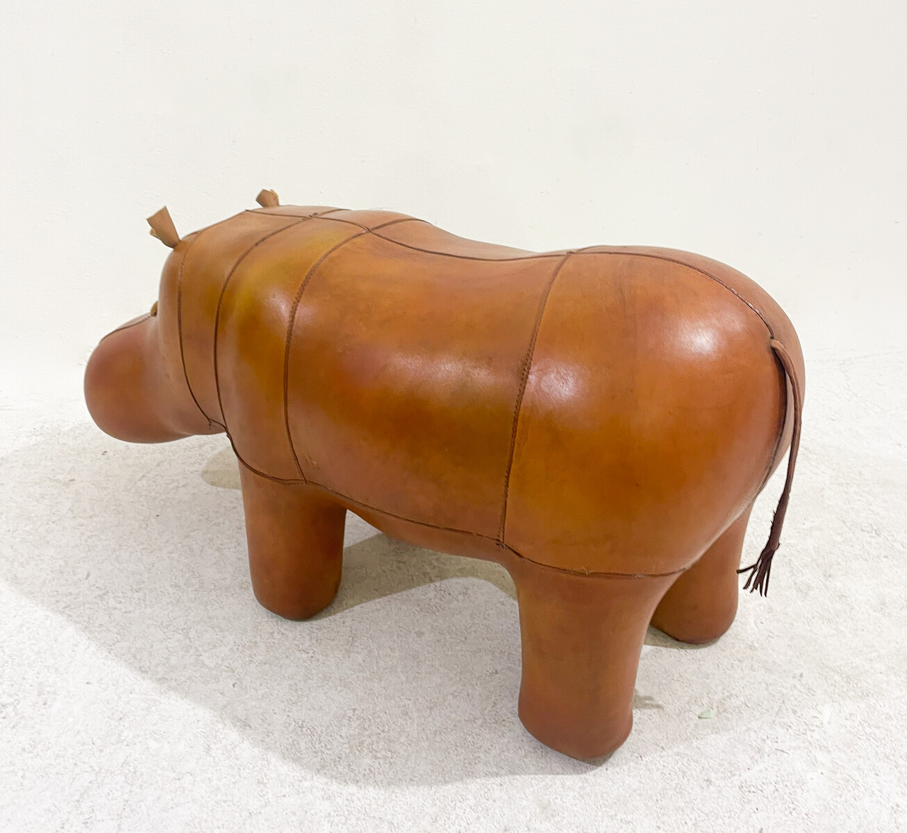 Leather Hippo Footstool by Dimitri Omersa, 1960s