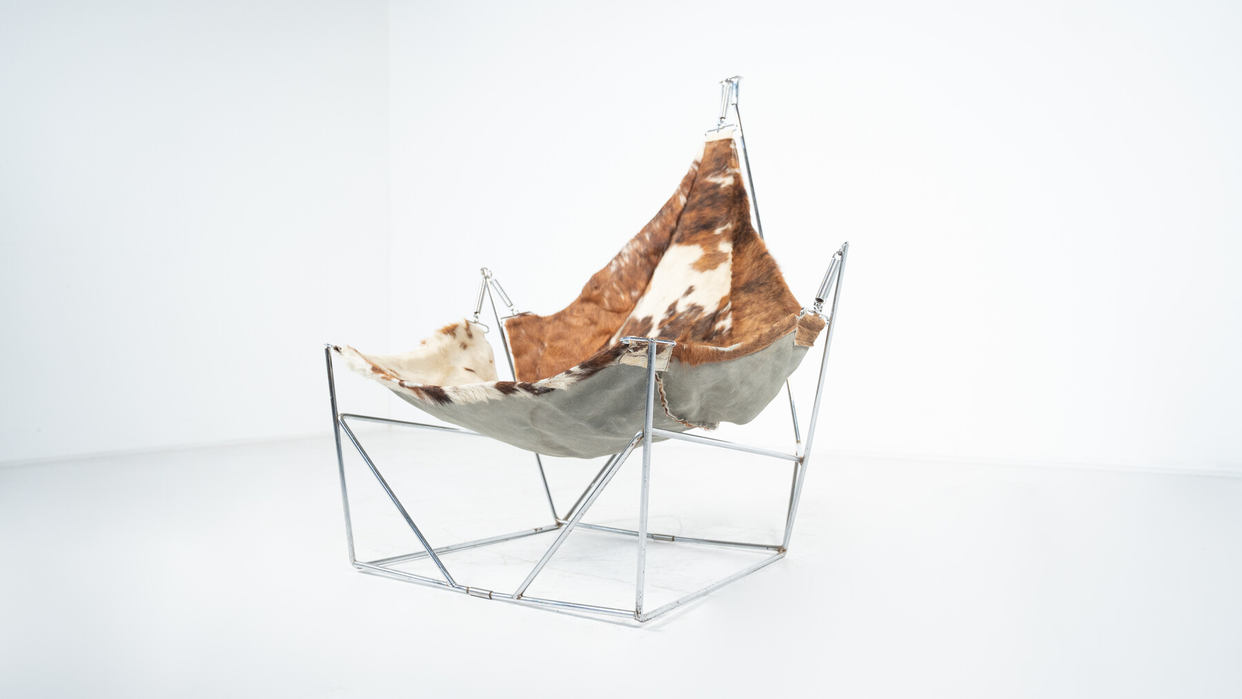 Mid-Century Lounge Chair with Cowskin seat by Odile Mir, France, 1972