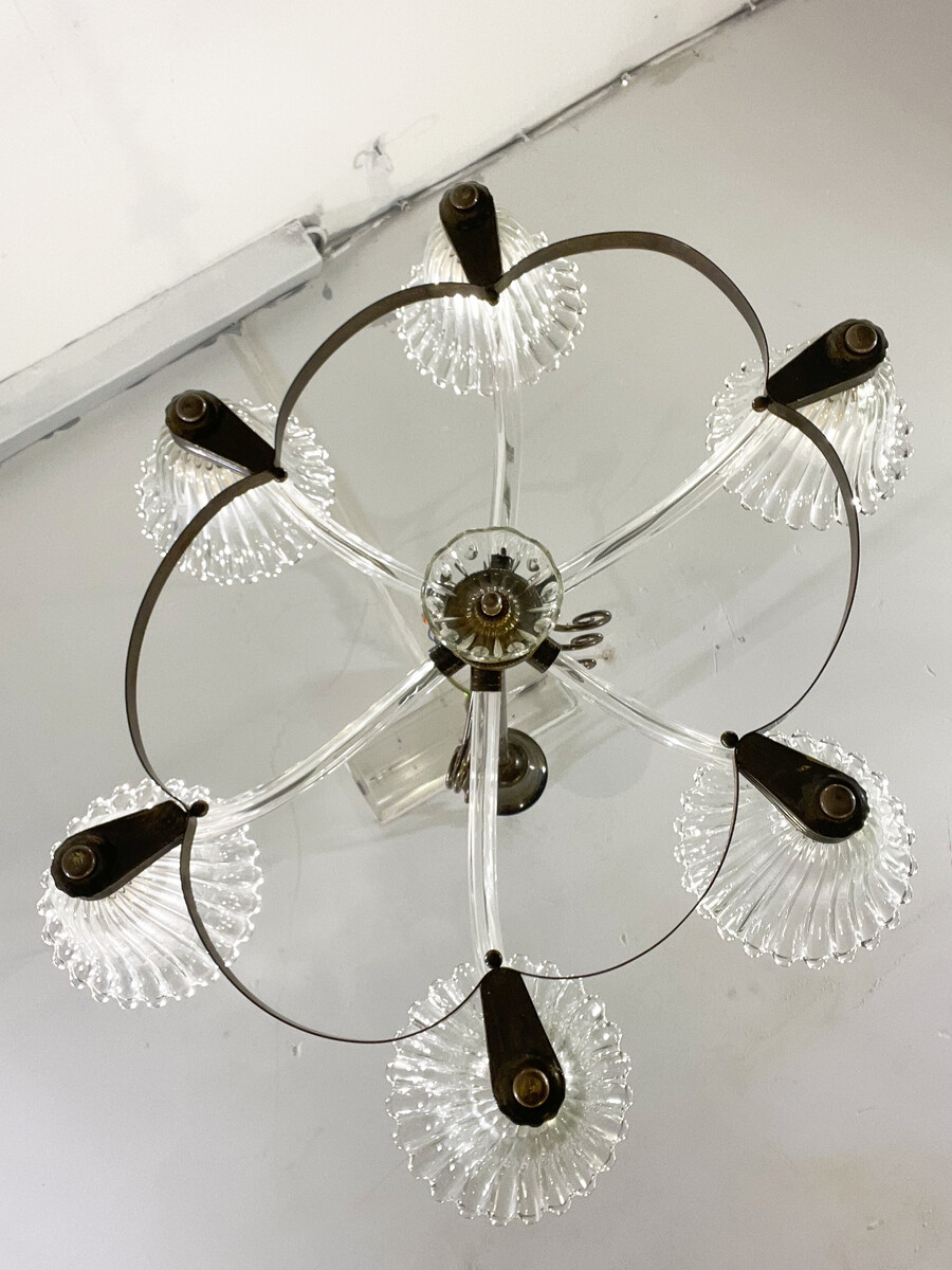 Mid-Century Modern Chandelier, Murano, Barovier Style, 1950s