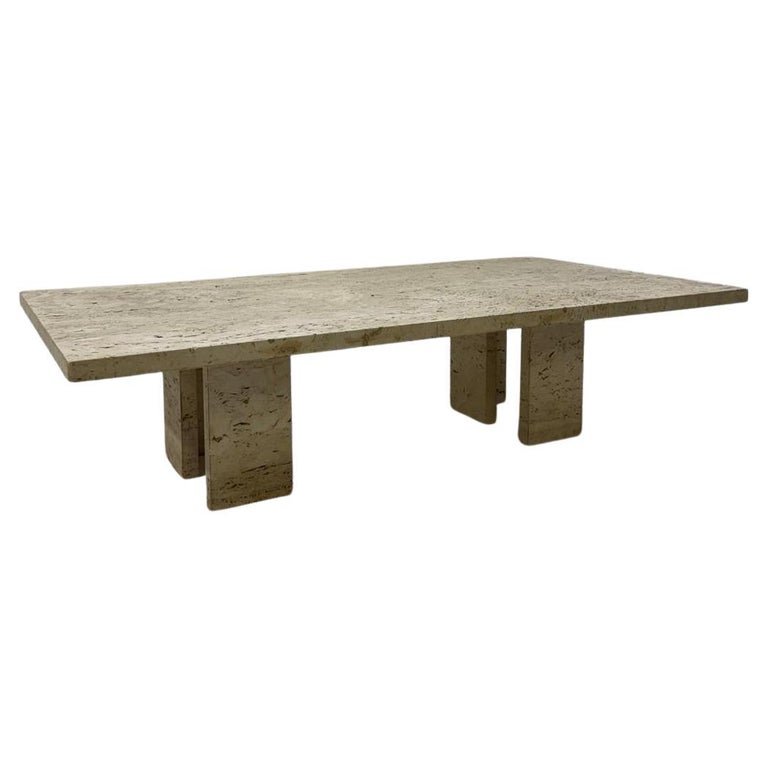 Mid-Century Modern Coffeee Table, Travertine, 1970s