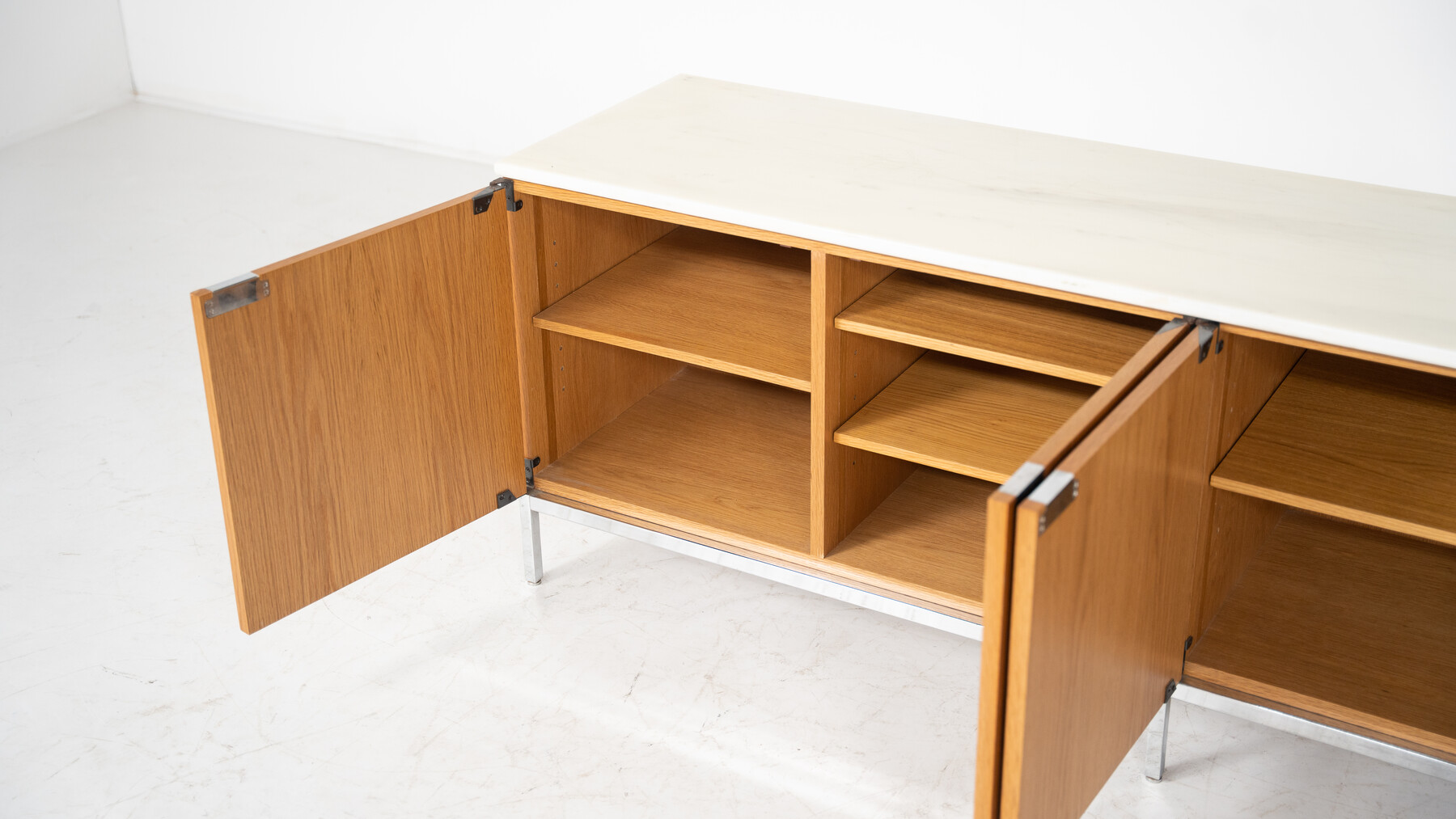 Mid-Century Modern Florence Knoll Sideboard, Marble and Wood, 1960s