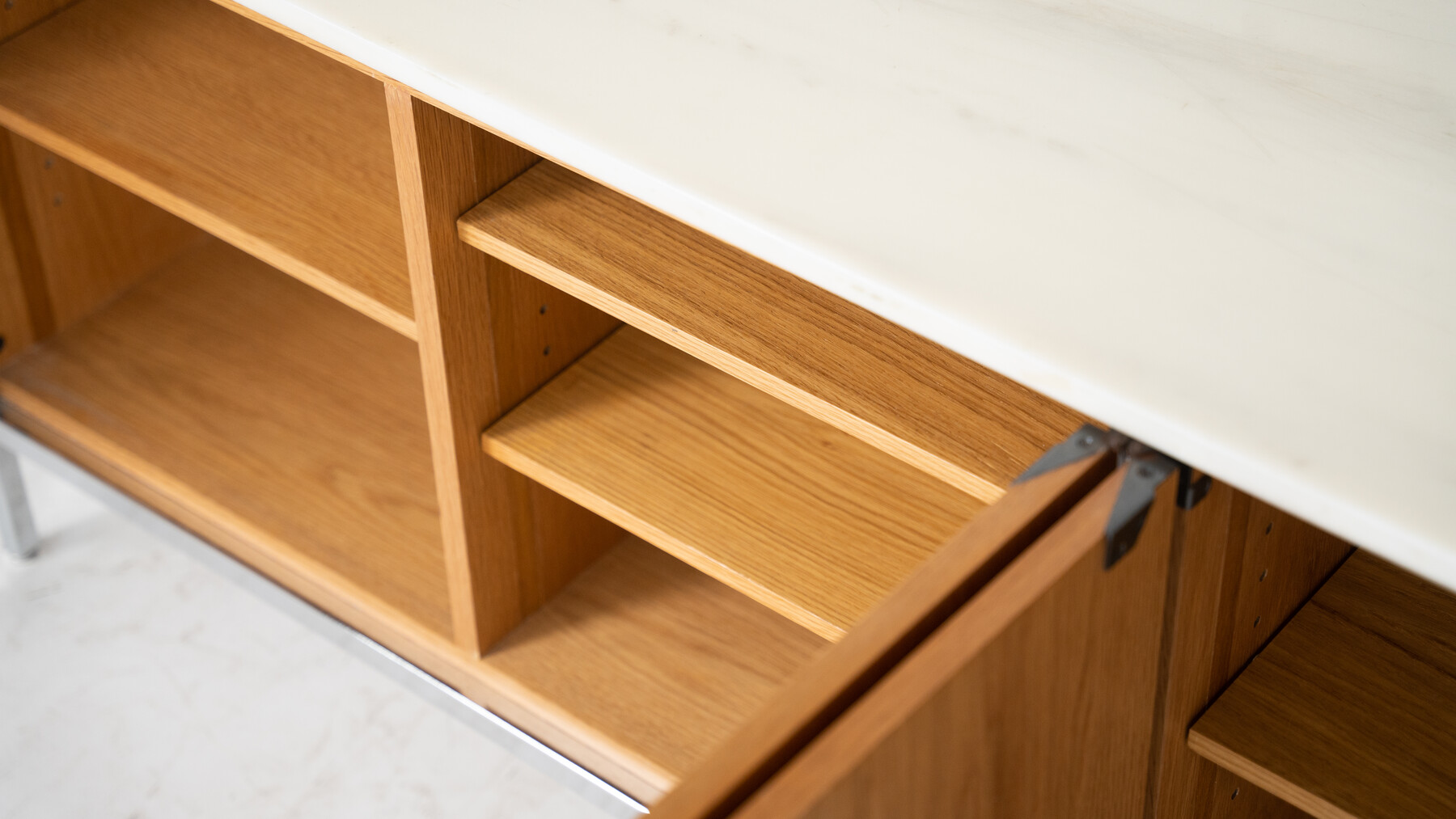 Mid-Century Modern Florence Knoll Sideboard, Marble and Wood, 1960s