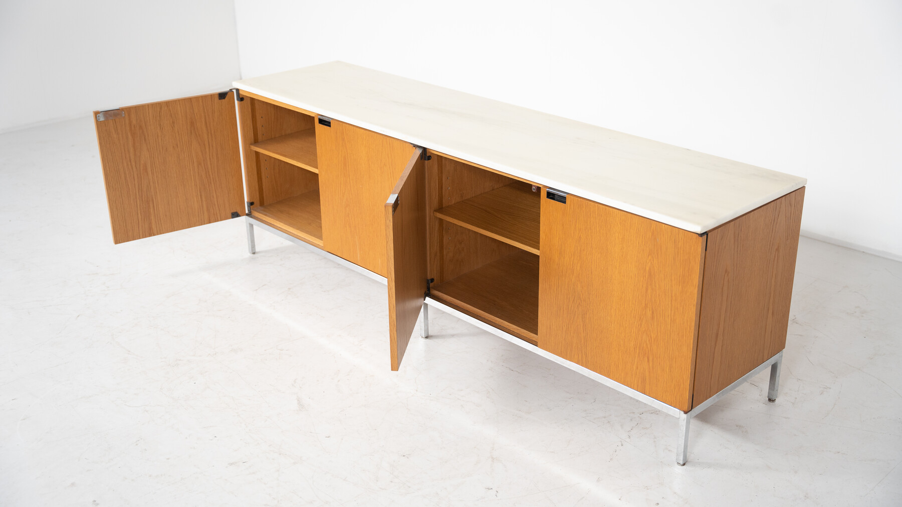 Mid-Century Modern Florence Knoll Sideboard, Marble and Wood, 1960s