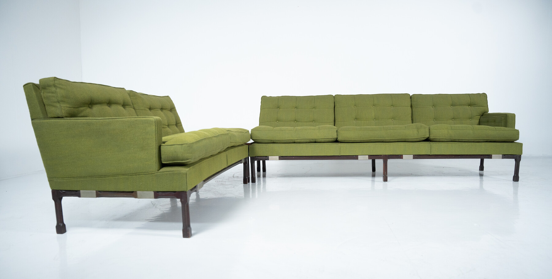 Mid-Century Modern Green Modular Sofa, Italy, 1970s - Orignal Upholstery