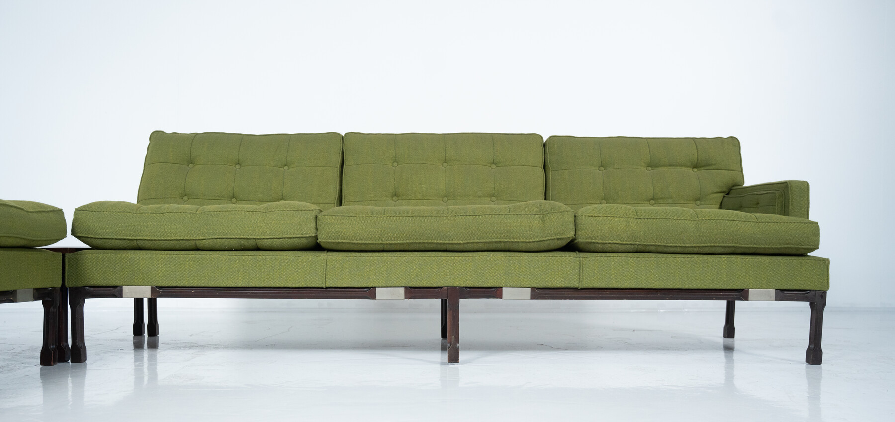 Mid-Century Modern Green Modular Sofa, Italy, 1970s - Orignal Upholstery