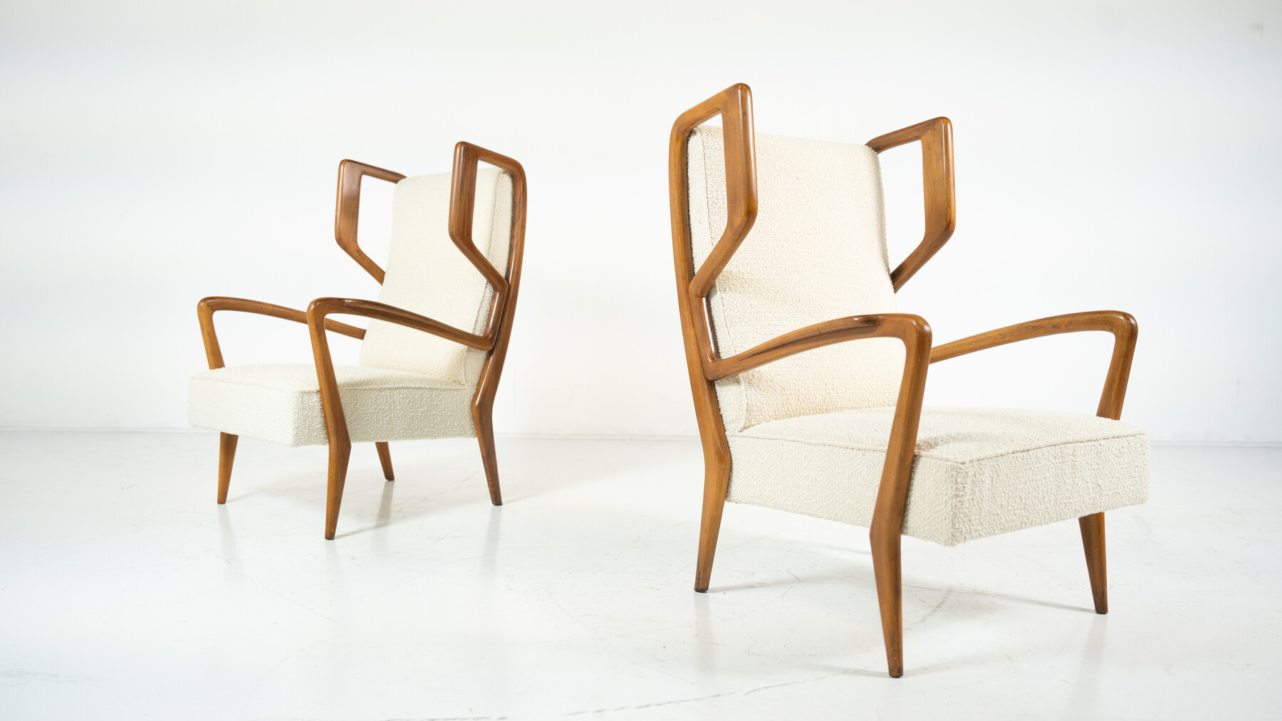 Mid-Century Modern Highback Amrchairs by Orlando Orlandi, Italy, 1950s